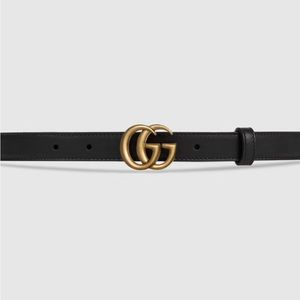 Gucci Marmont black leather belt with G buckle